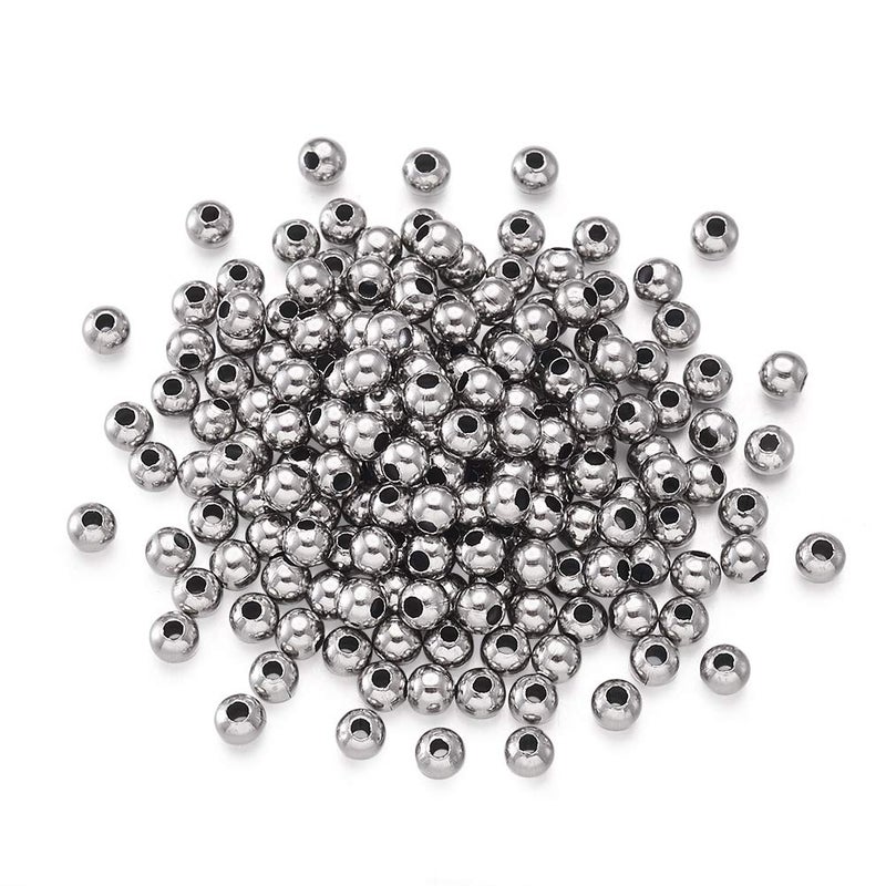 Mega Pet MegaPet 1000pcs 4mm Metal Spacer Beads 304 Stainless Steel Smooth Round Rondelle Loose Beads for DIY Bracelet Necklace Jewelry Making Crafting with 1.5mm Hole - Image 1